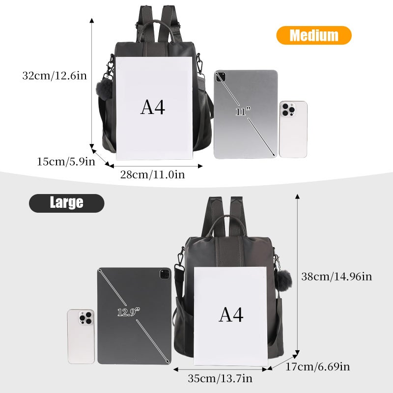 PINCNEL Women Backpack Purse Waterproof Nylon Anti-theft Rucksack Lightweight Shoulder Bag - Image 2